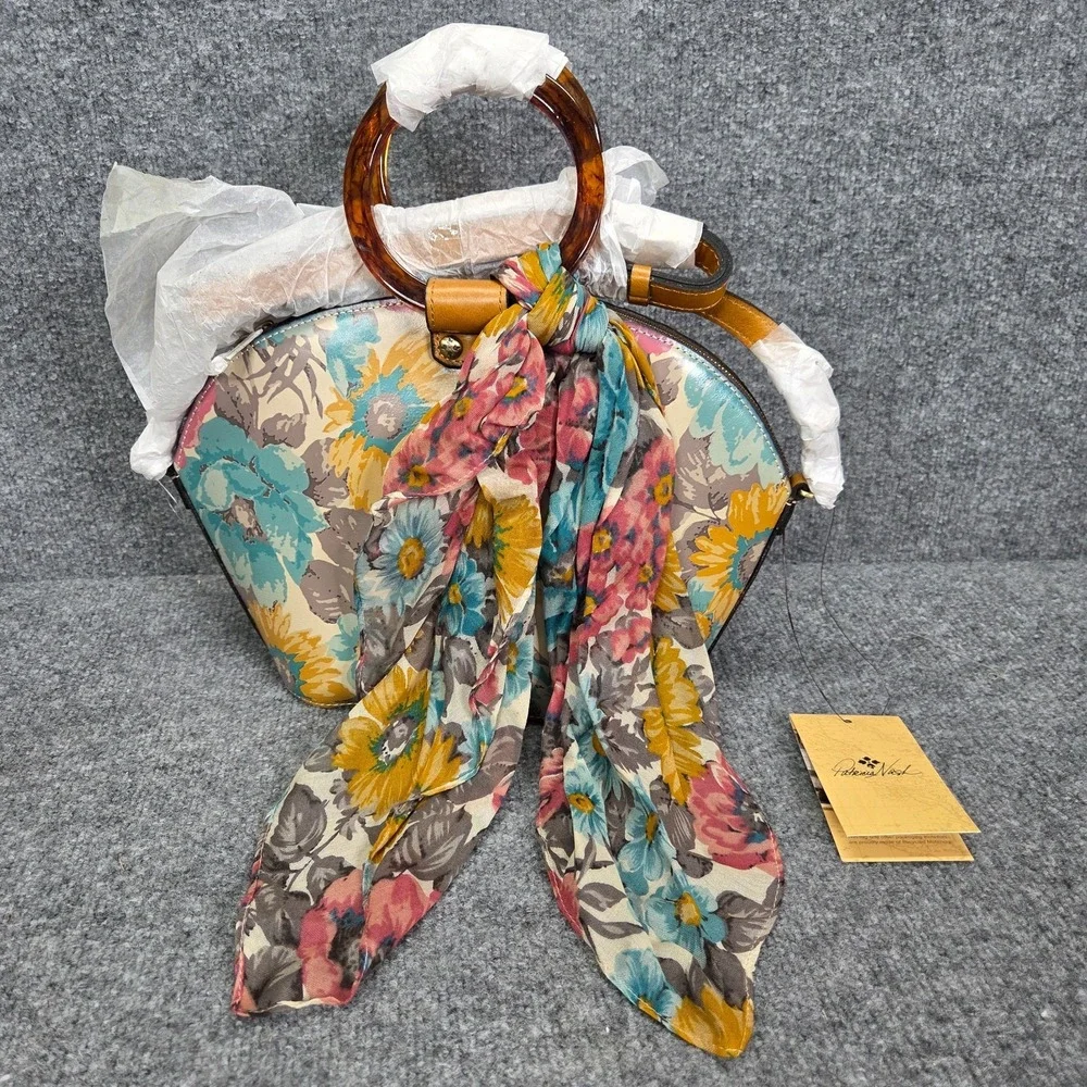Patricia Nash First Bloom Meldola Dome Satchel crossbody bag Floral Leather $219